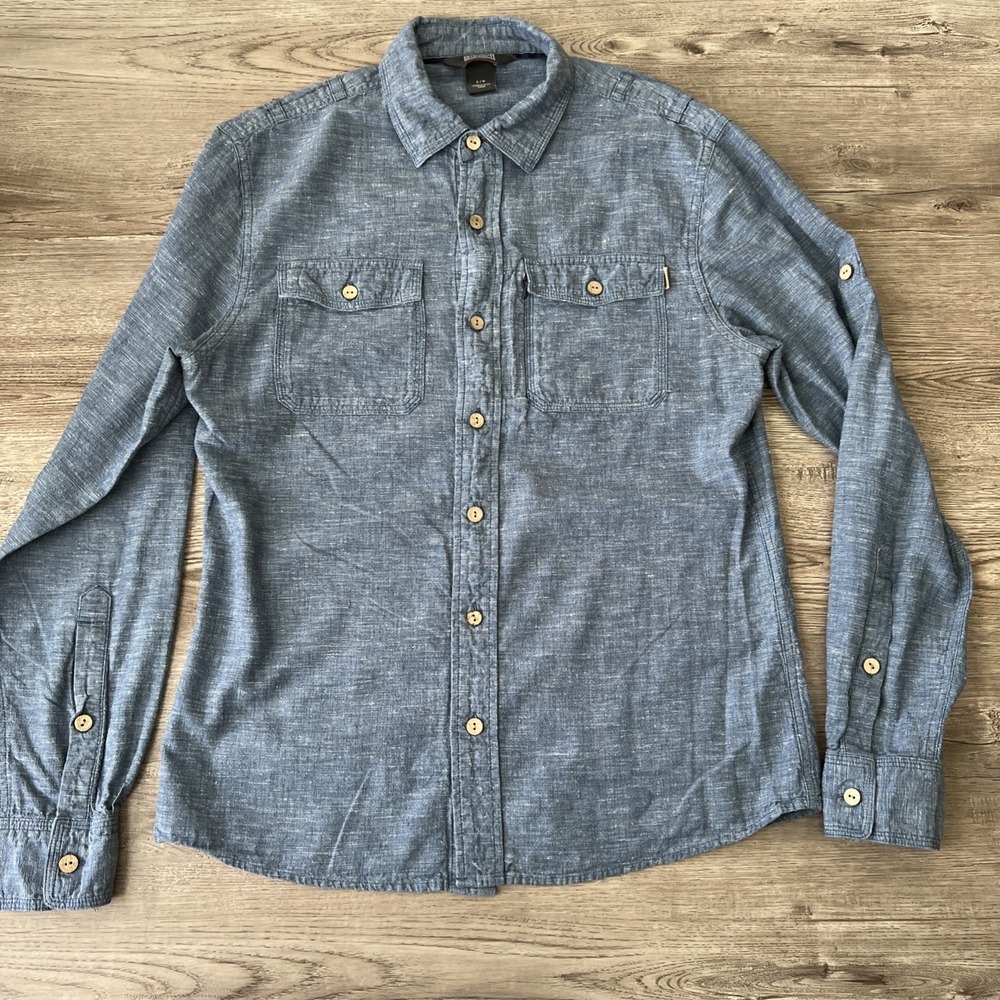 Outdoor Research Harrelson Chambray Shirt Mens S Hemp Organic Cotton Long Sleeve